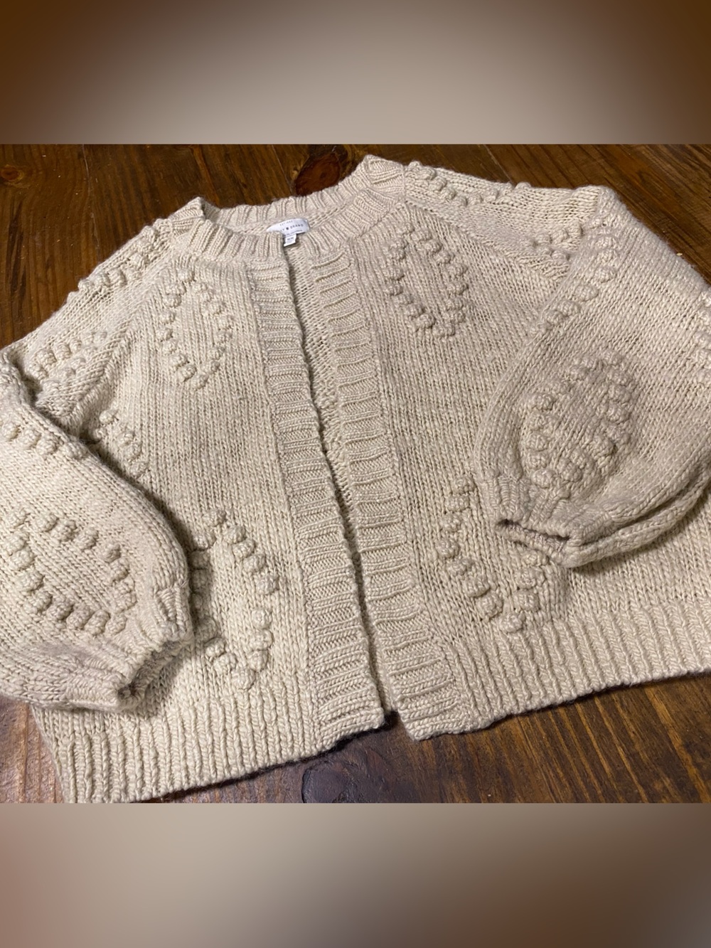 Lucky Brand Size Medium Cozy Cream Knit Cardigan Sweater